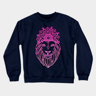 Pink Sky Mandala Lion Crewneck Sweatshirt